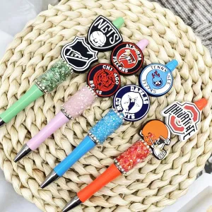 Silicone Focal Beads Random Mixed Football Team Silicone Beads Focal American Football Focal Beads Sports for Beadable Pen Keychain Making DIY Pen Beads Making(48PCS random mixed)