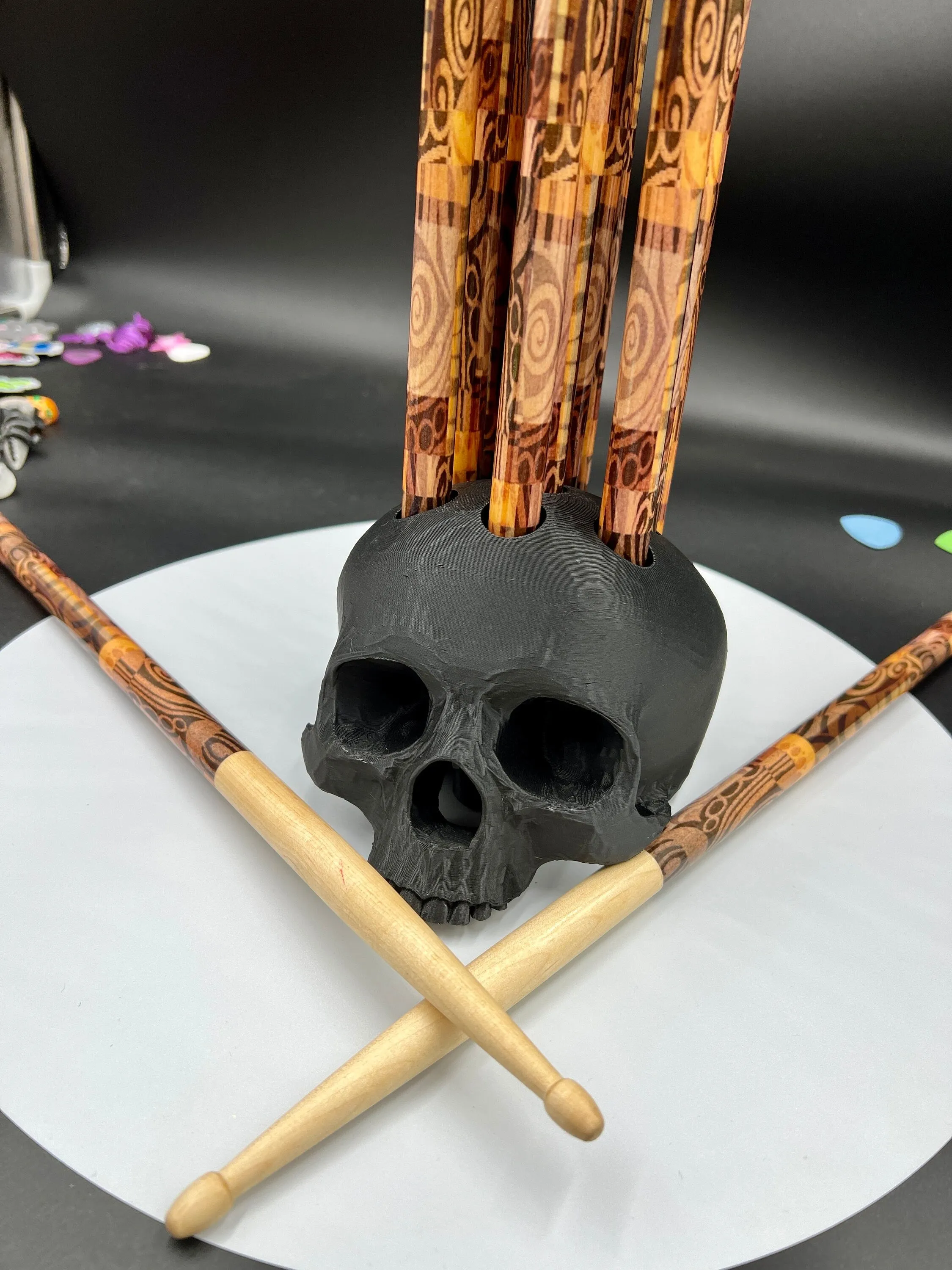 Skull Drum Stick Holder - Holds 10 Sticks