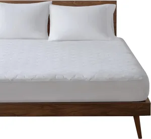 Sleep Philosophy Queen Mattress Pad, Cotton Mattress Protector Classic Cloud Quilted Bed Cover, All Natural Breathable Mattress Topper Fitted Pocket Fits Up to 16", Machine Washable, White