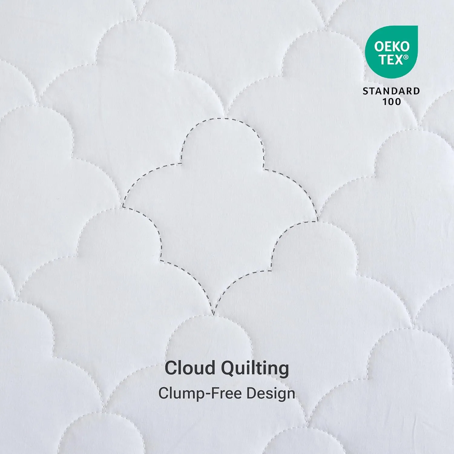 Sleep Philosophy Queen Mattress Pad, Cotton Mattress Protector Classic Cloud Quilted Bed Cover, All Natural Breathable Mattress Topper Fitted Pocket Fits Up to 16", Machine Washable, White