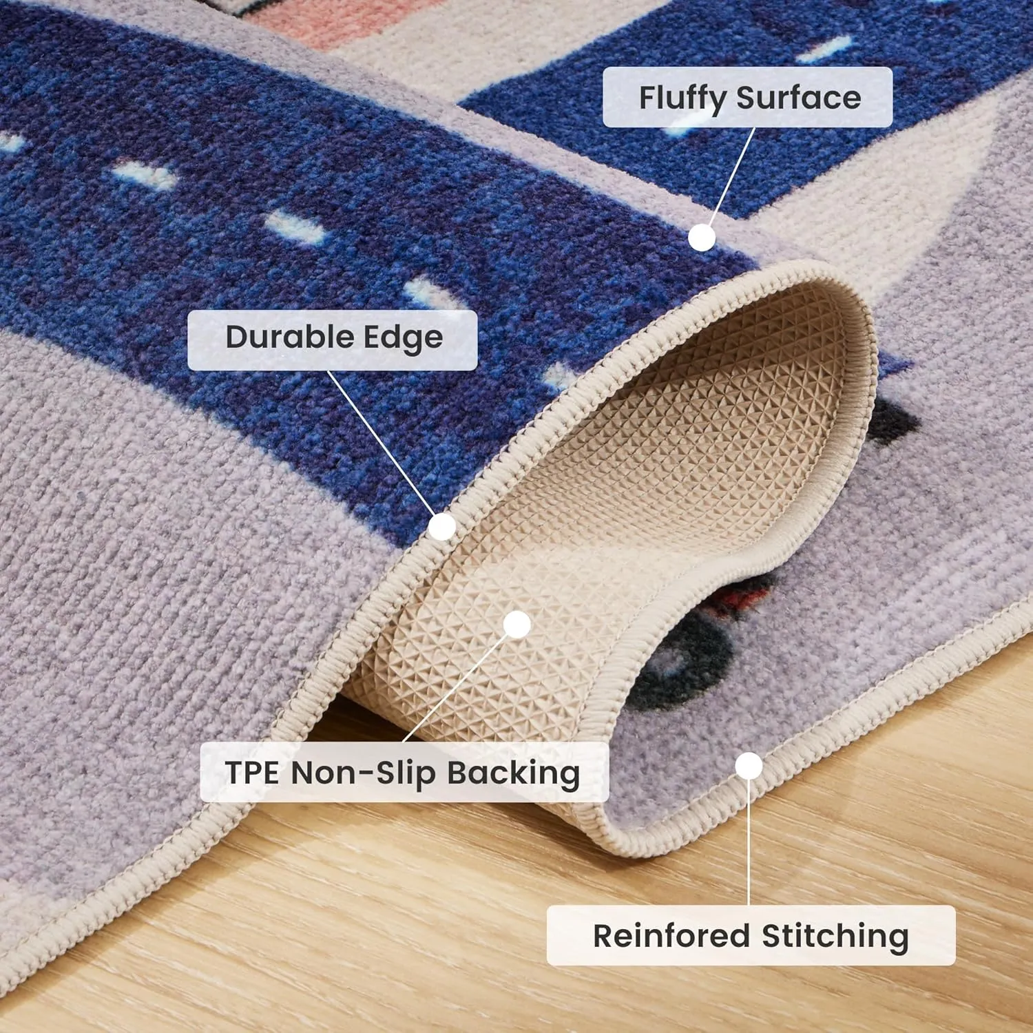 SLEEP ZONE Kids Rugs for Playroom, Area Rugs for Bedroom Girls and Boys, Washable Nursery Rug Carpet, Non Slip Rug Play Mat for Playing with Cars, City View, 4X6 Feet