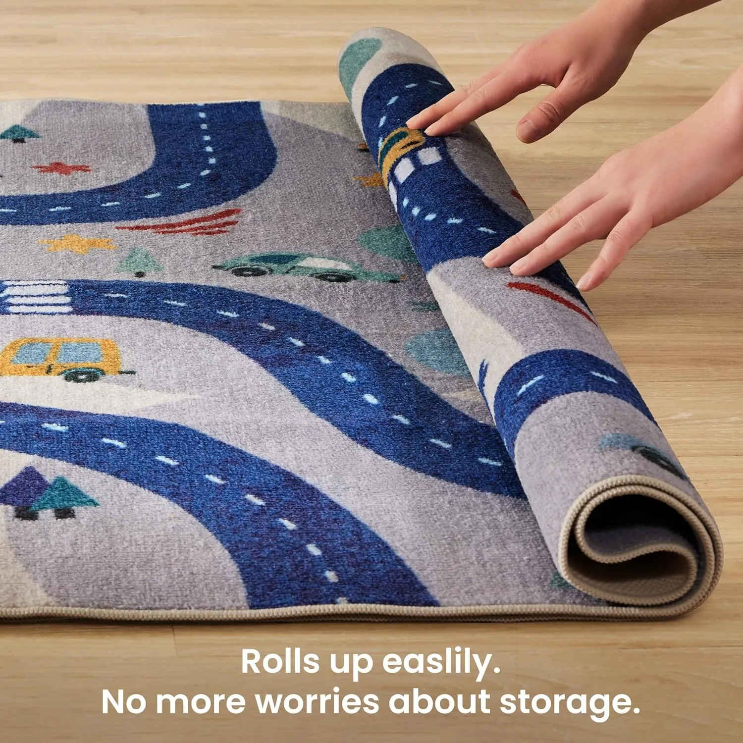SLEEP ZONE Kids Rugs for Playroom, Area Rugs for Bedroom Girls and Boys, Washable Nursery Rug Carpet, Non Slip Rug Play Mat for Playing with Cars, City View, 4X6 Feet