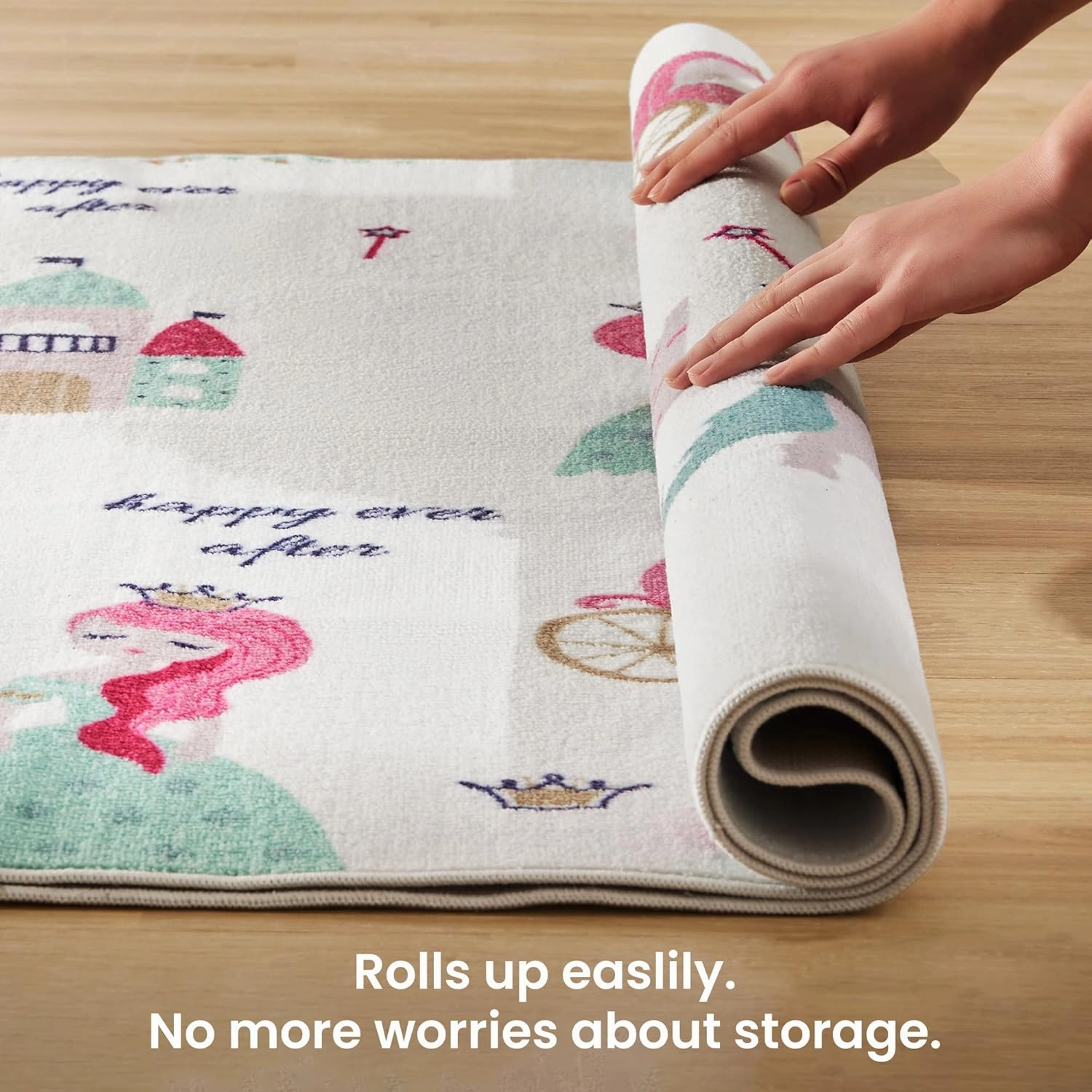 SLEEP ZONE Kids Rugs for Playroom, Area Rugs for Girls Bedroom Princess Castle, Washable Nursery Carpet, Non Slip Rug Play Mat, Cute Room Decor for Baby, 4X6 Feet