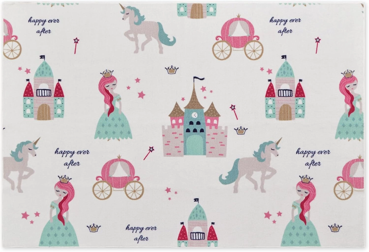 SLEEP ZONE Kids Rugs for Playroom, Area Rugs for Girls Bedroom Princess Castle, Washable Nursery Carpet, Non Slip Rug Play Mat, Cute Room Decor for Baby, 4X6 Feet