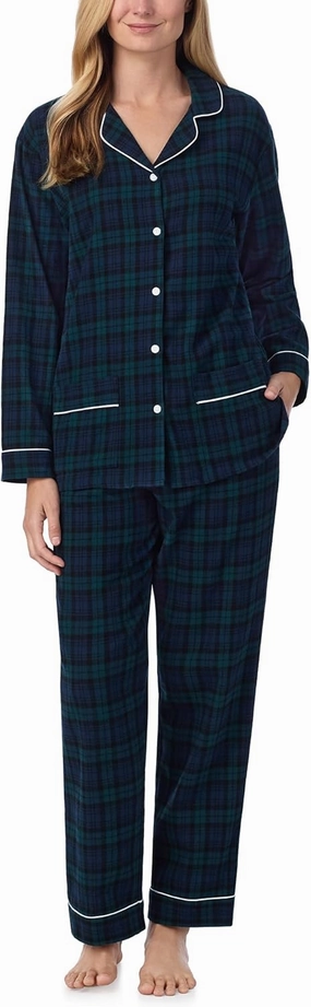 Sleepwear for Women Classic Notch Collar Long Sleeve Flannel Pajama Set