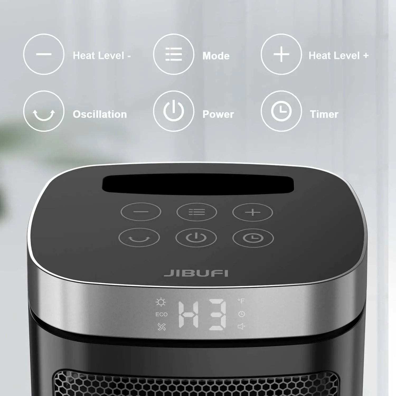 Small Portable Space Heater for Indoor Use - with 70°Rotating Feature, JIBUFI 1500W PTC Electric Heater, Rapid and Safe Heating, Remote Control, 1-12 Hr Timer for Bedroom, Office