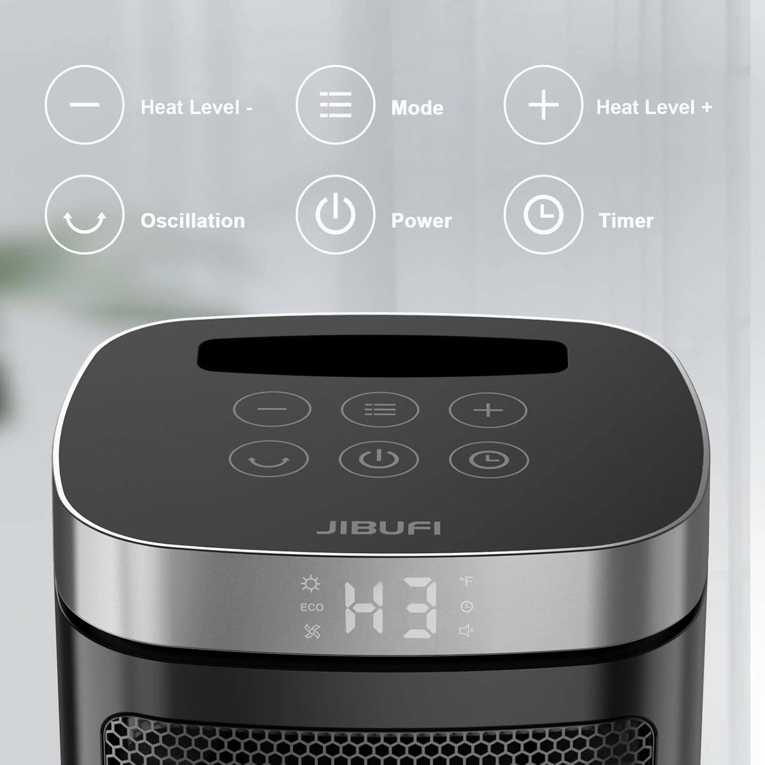 Small Portable Space Heater for Indoor Use - with 70°Rotating Feature, JIBUFI 1500W PTC Electric Heater, Rapid and Safe Heating, Remote Control, 1-12 Hr Timer for Bedroom, Office