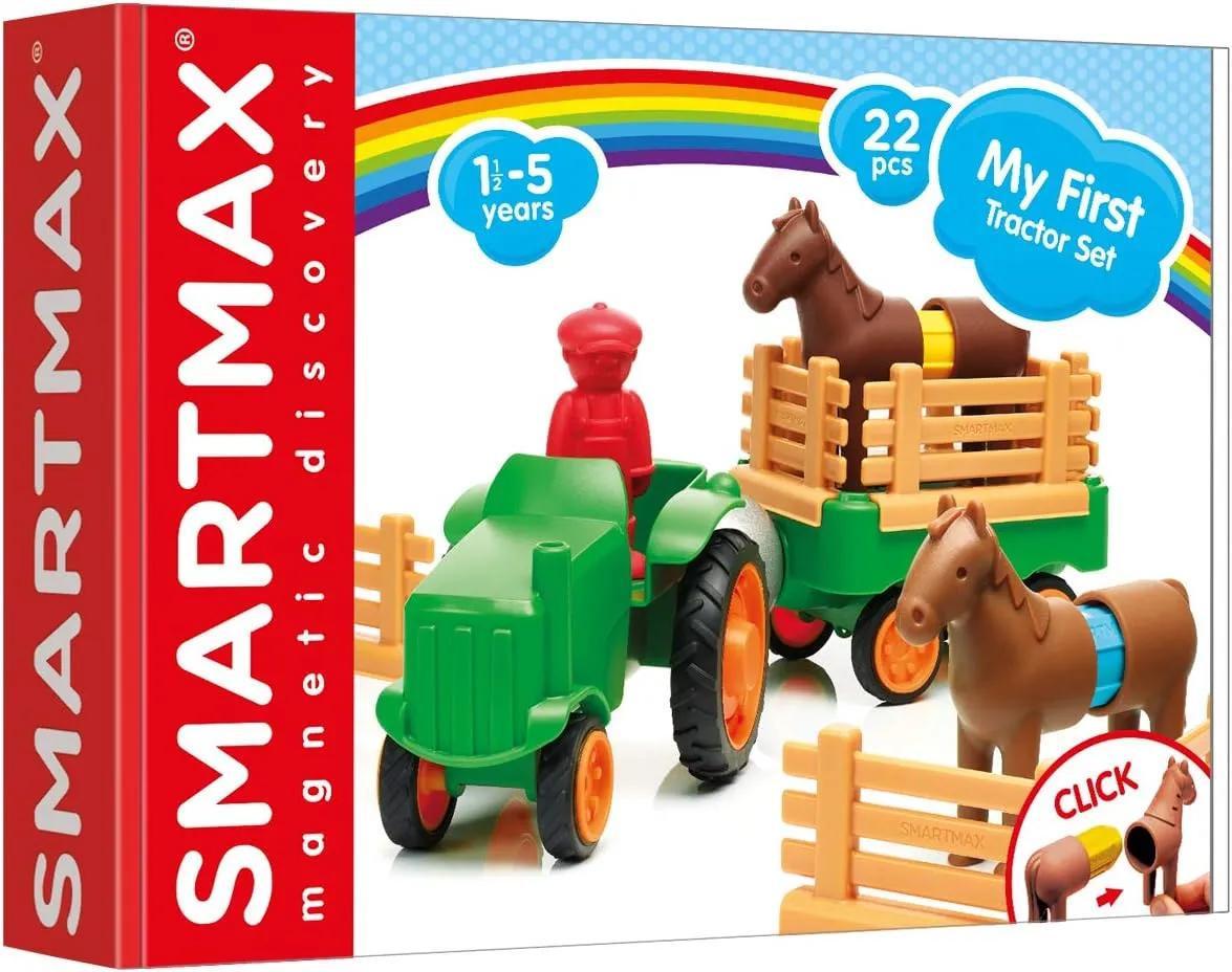 SmartMax My First Farm Tractor STEM Magnetic Discovery Play Set with Moving Tractor for Ages 1-5