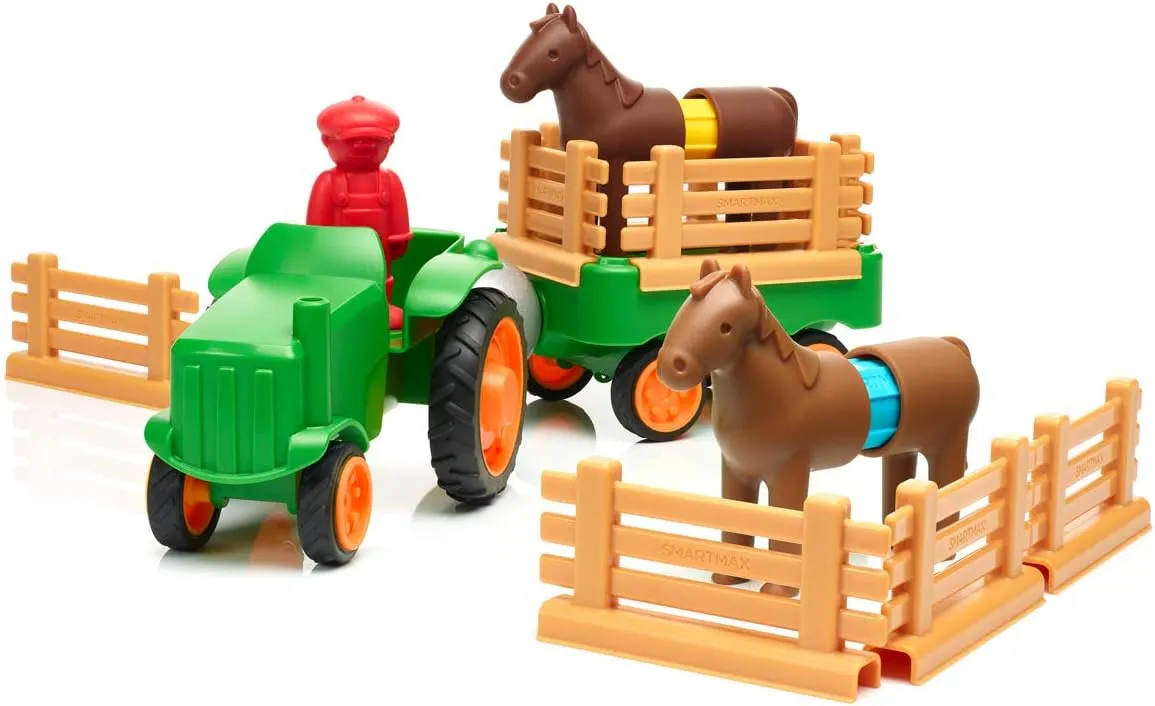 SmartMax My First Farm Tractor STEM Magnetic Discovery Play Set with Moving Tractor for Ages 1-5