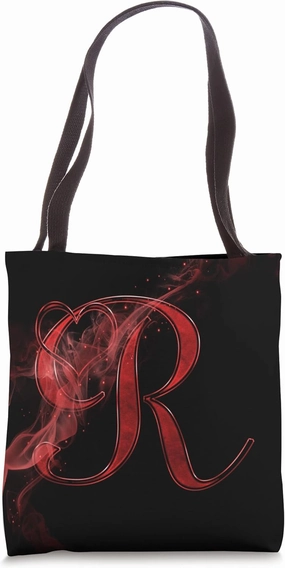 Smoke Heart Letter R Red Fire Steam Fog Whirl Love Name Tote Bag