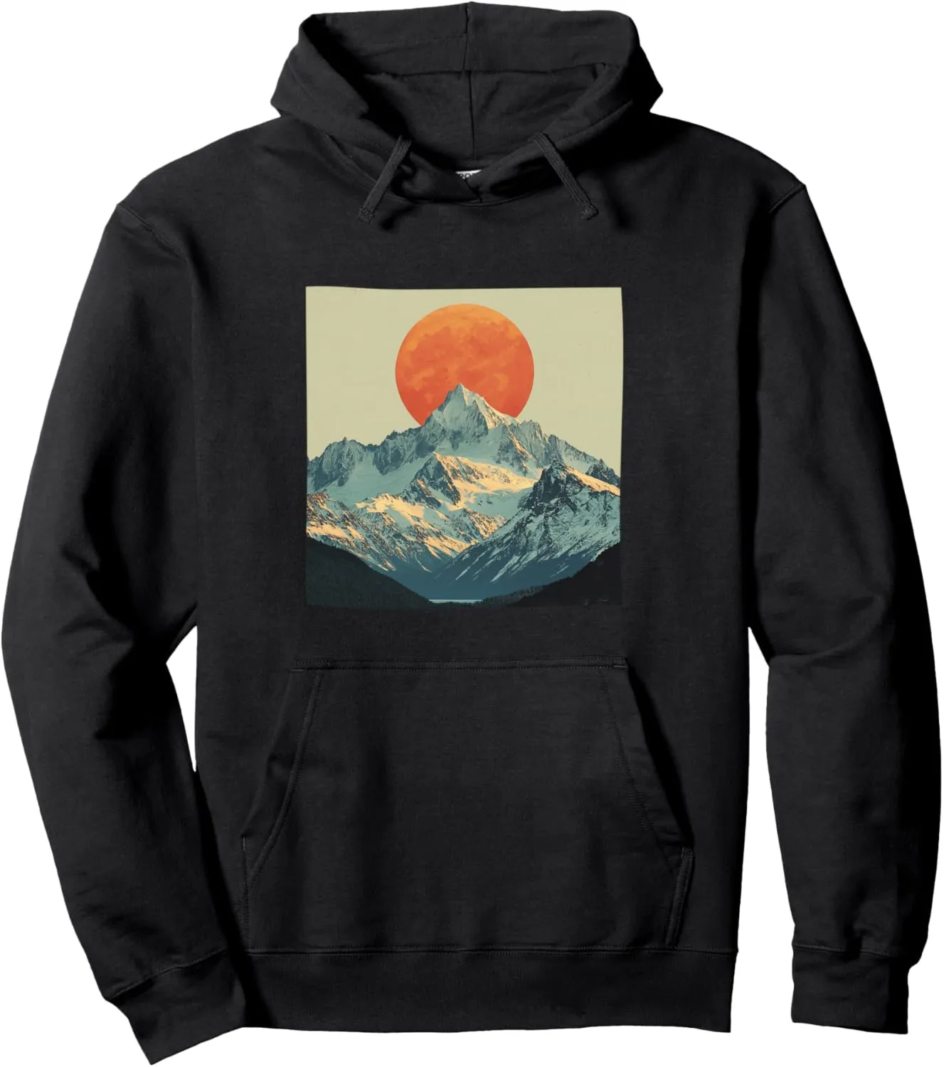 Snow Capped Mountains Landscape Vintage Graphic Pullover Hoodie