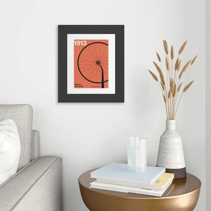 Society6 1913 - Roue De Bicyclette - Marcel Duchamp by Florent Bodart/Speakerine-Framed Art Print (Classic Black - X-Small