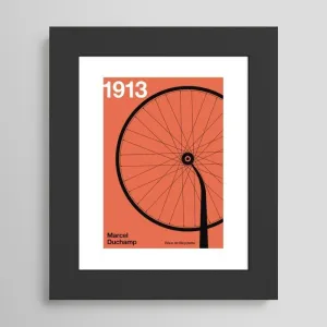 Society6 1913 - Roue De Bicyclette - Marcel Duchamp by Florent Bodart/Speakerine-Framed Art Print (Classic Black - X-Small