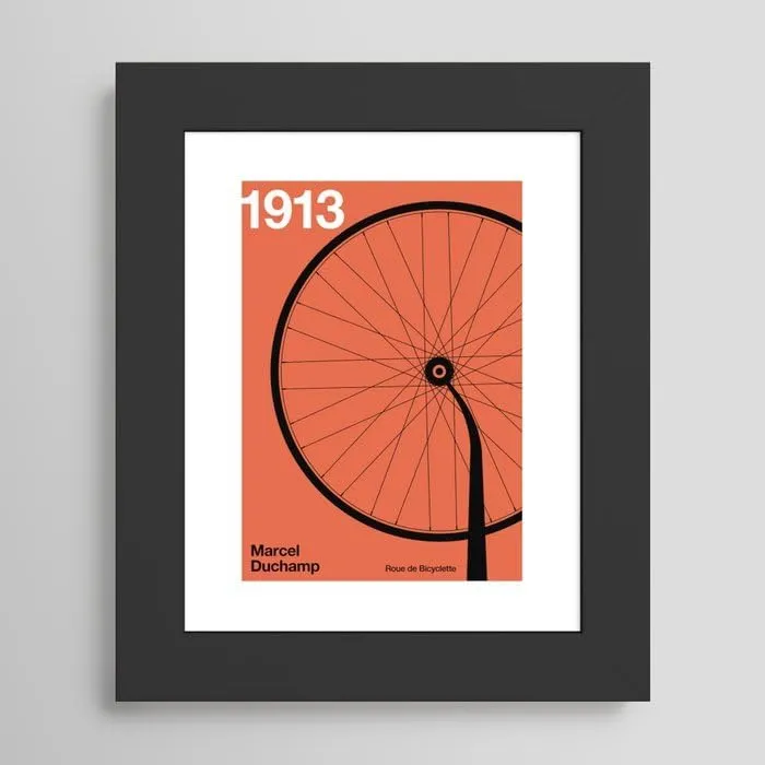 Society6 1913 - Roue De Bicyclette - Marcel Duchamp by Florent Bodart/Speakerine-Framed Art Print (Classic Black - X-Small