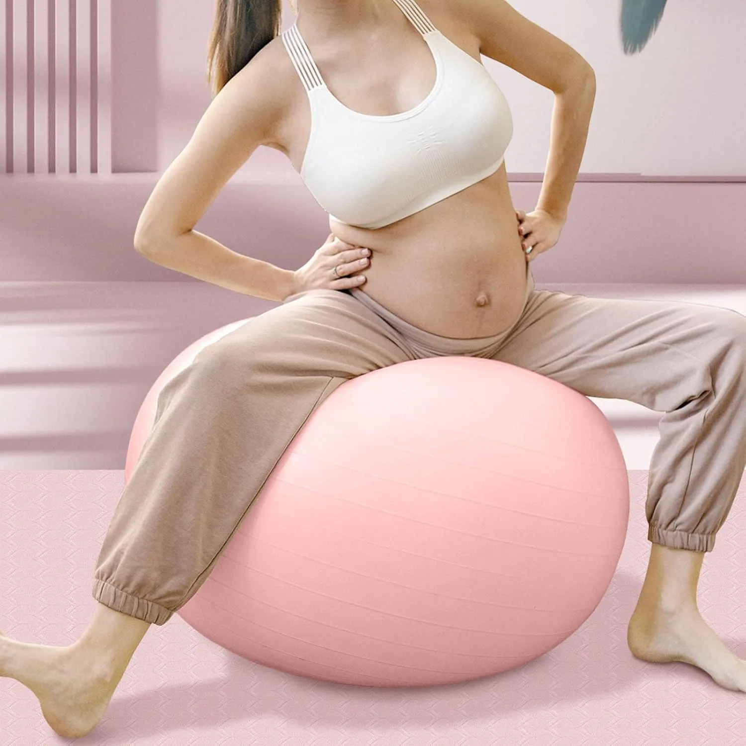 Soft Exercise Ball, Anti-Burst Yoga Ball Chair Supports 2200lbs Stability Ball w/Pump for Pregnancy Birthing Excersize Workout Fitness Balance