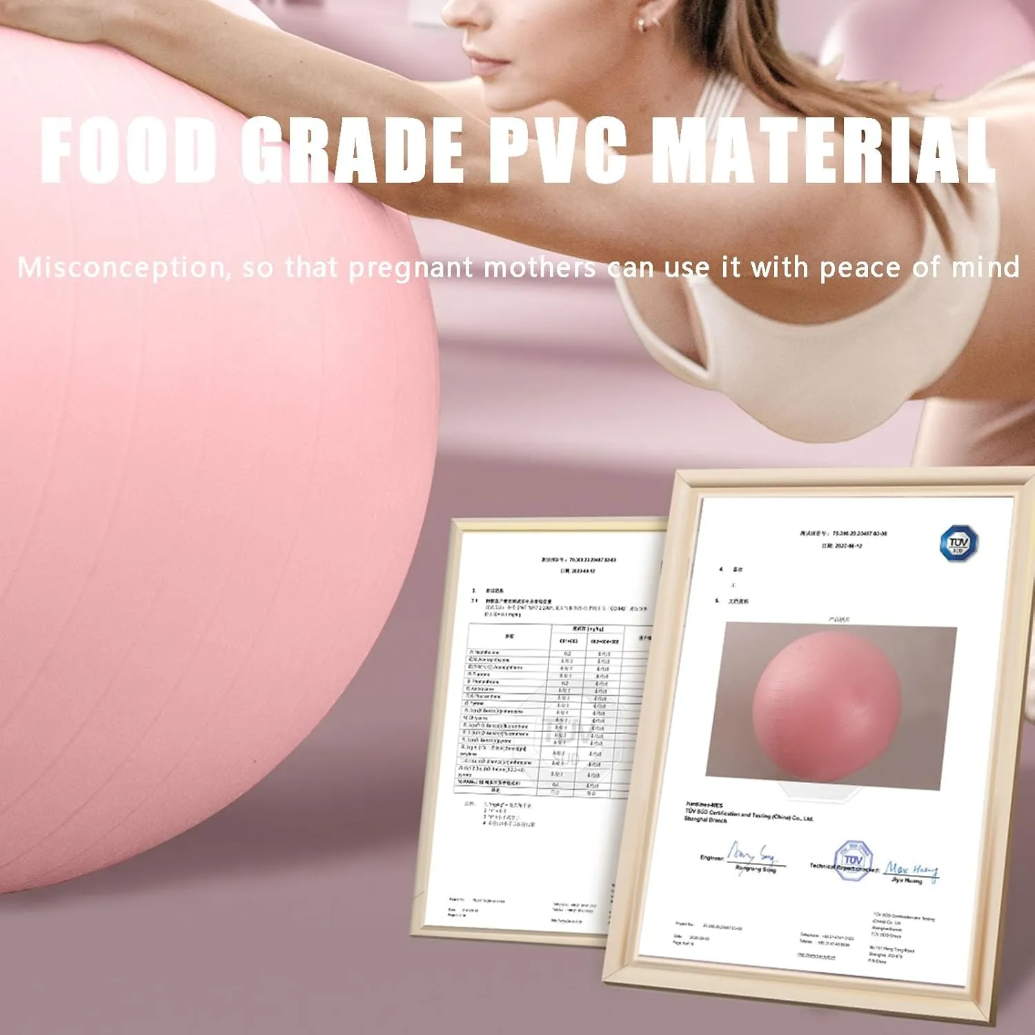 Soft Exercise Ball, Anti-Burst Yoga Ball Chair Supports 2200lbs Stability Ball w/Pump for Pregnancy Birthing Excersize Workout Fitness Balance