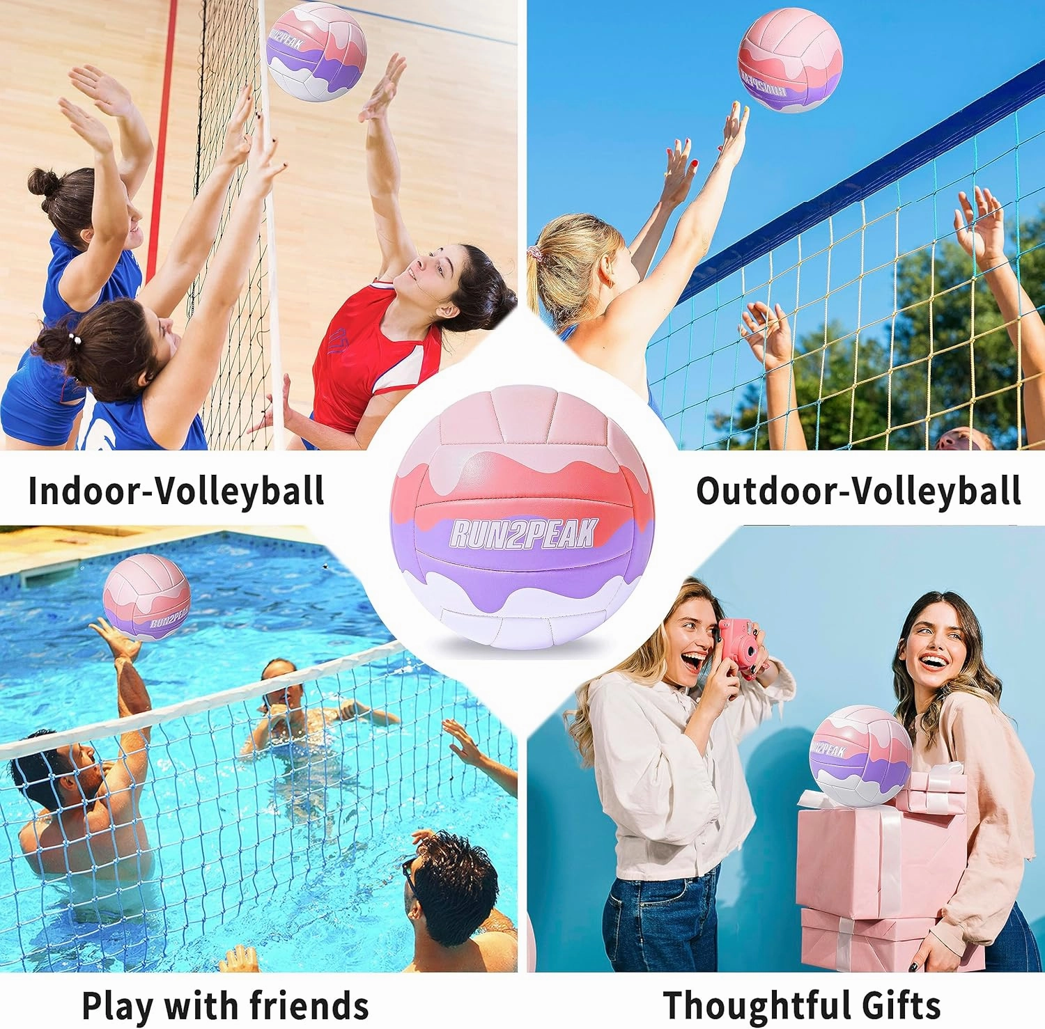 Soft Touch Volleyball Ball Gifts for Teen Girls Kids Youth Team Beginners Durable Volleyballs for Outdoor Indoor Beach Pool Water Play Official Size 5 Training Practice Volley Ball