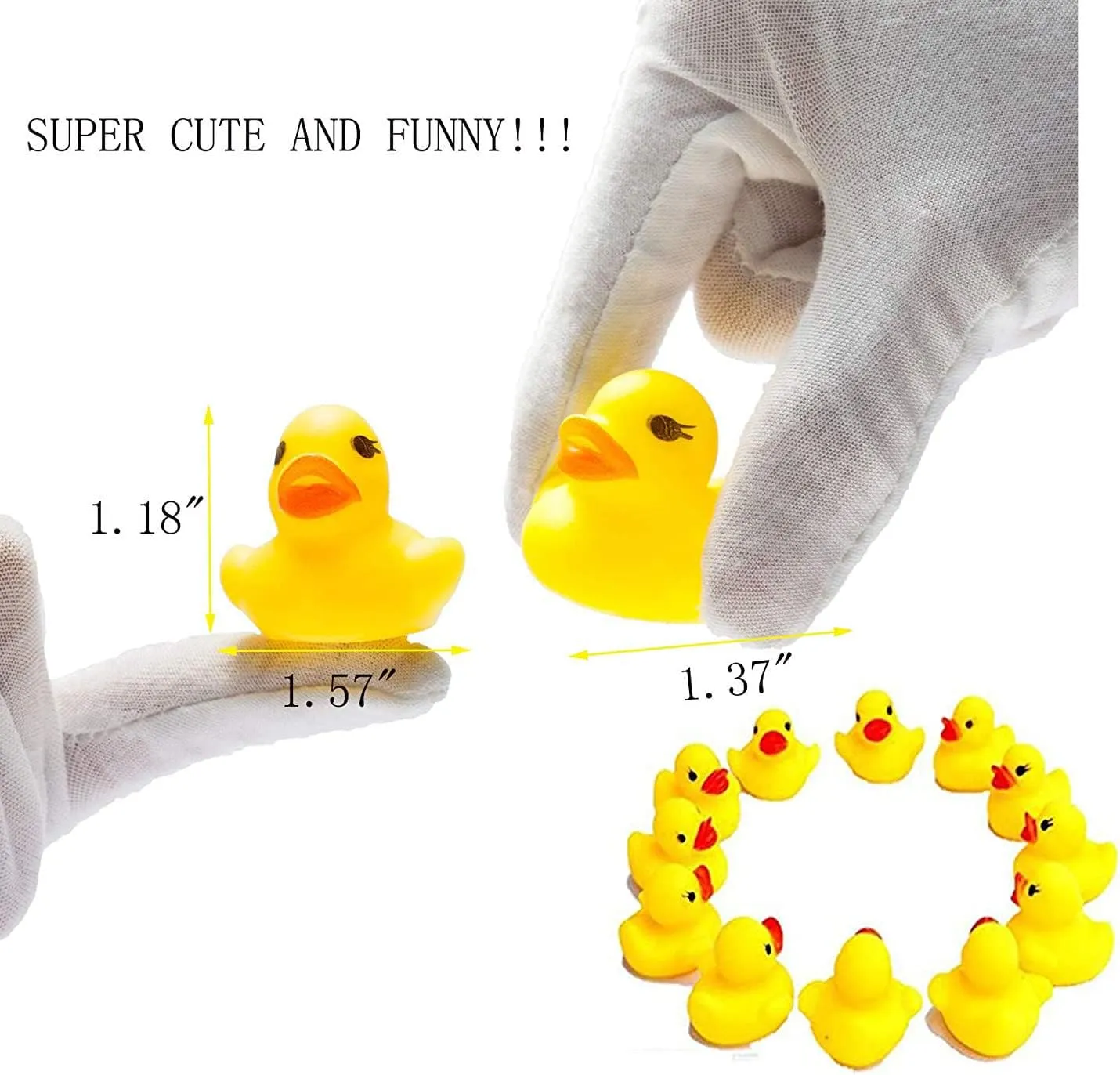 SOHAPY 100Pcs Mini Yellow Rubber Ducks Tiny Baby Shower Rubber Ducks, Squeak Fun Baby Yellow Rubber Bath Toy float Fun Decorations for Shower Birthday Party Favors Cupcake Carnival Game Gift (100Pcs)