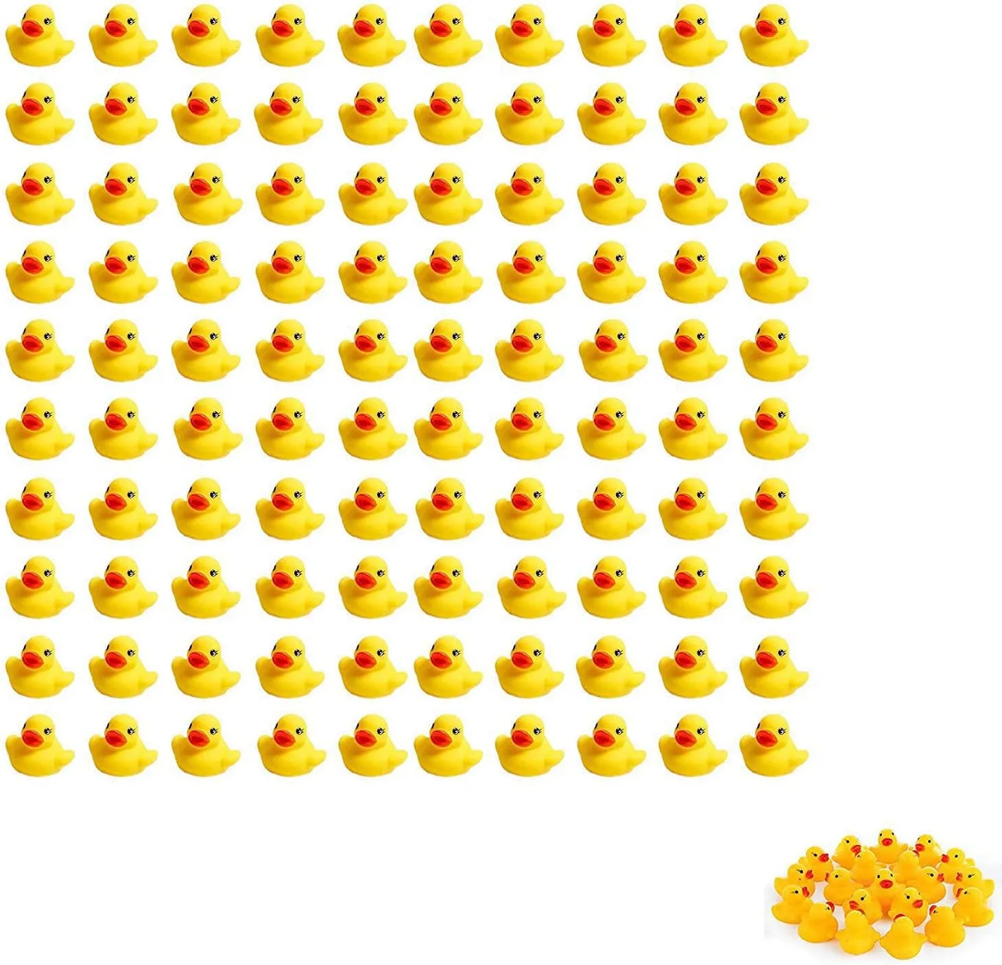 SOHAPY 100Pcs Mini Yellow Rubber Ducks Tiny Baby Shower Rubber Ducks, Squeak Fun Baby Yellow Rubber Bath Toy float Fun Decorations for Shower Birthday Party Favors Cupcake Carnival Game Gift (100Pcs)