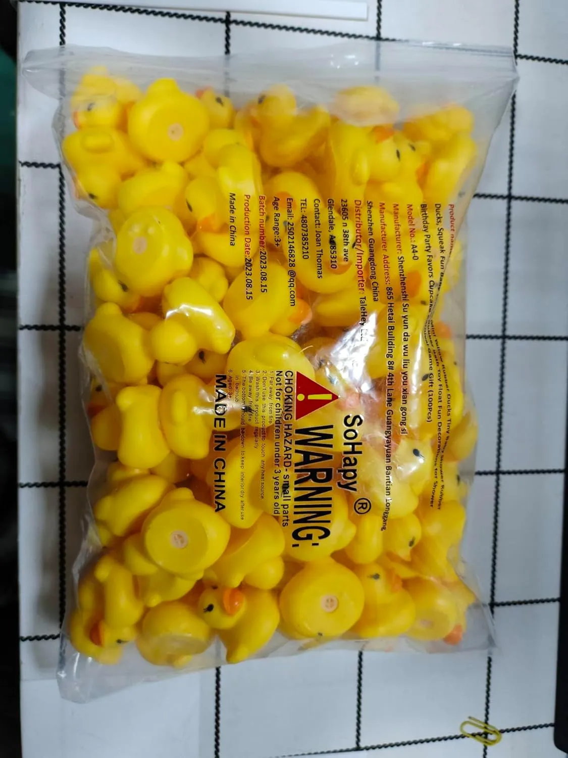 SOHAPY 100Pcs Mini Yellow Rubber Ducks Tiny Baby Shower Rubber Ducks, Squeak Fun Baby Yellow Rubber Bath Toy float Fun Decorations for Shower Birthday Party Favors Cupcake Carnival Game Gift (100Pcs)