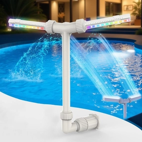 Solar Pool Fountain with Lights for Above Ground Inground Pools, 120 Color Lighting Modes RF Remote APP Control, Swimming Pool Accessories Waterfall Adjustable Sprinkler for Pool Decorations Outdoor