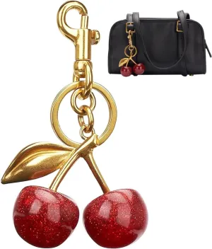SONGCHANGJEWELRY Cherry Bag Charm Keychain - Gold Plated Cherry Accessory - Quality Purse Keys Charm Gifts for Women