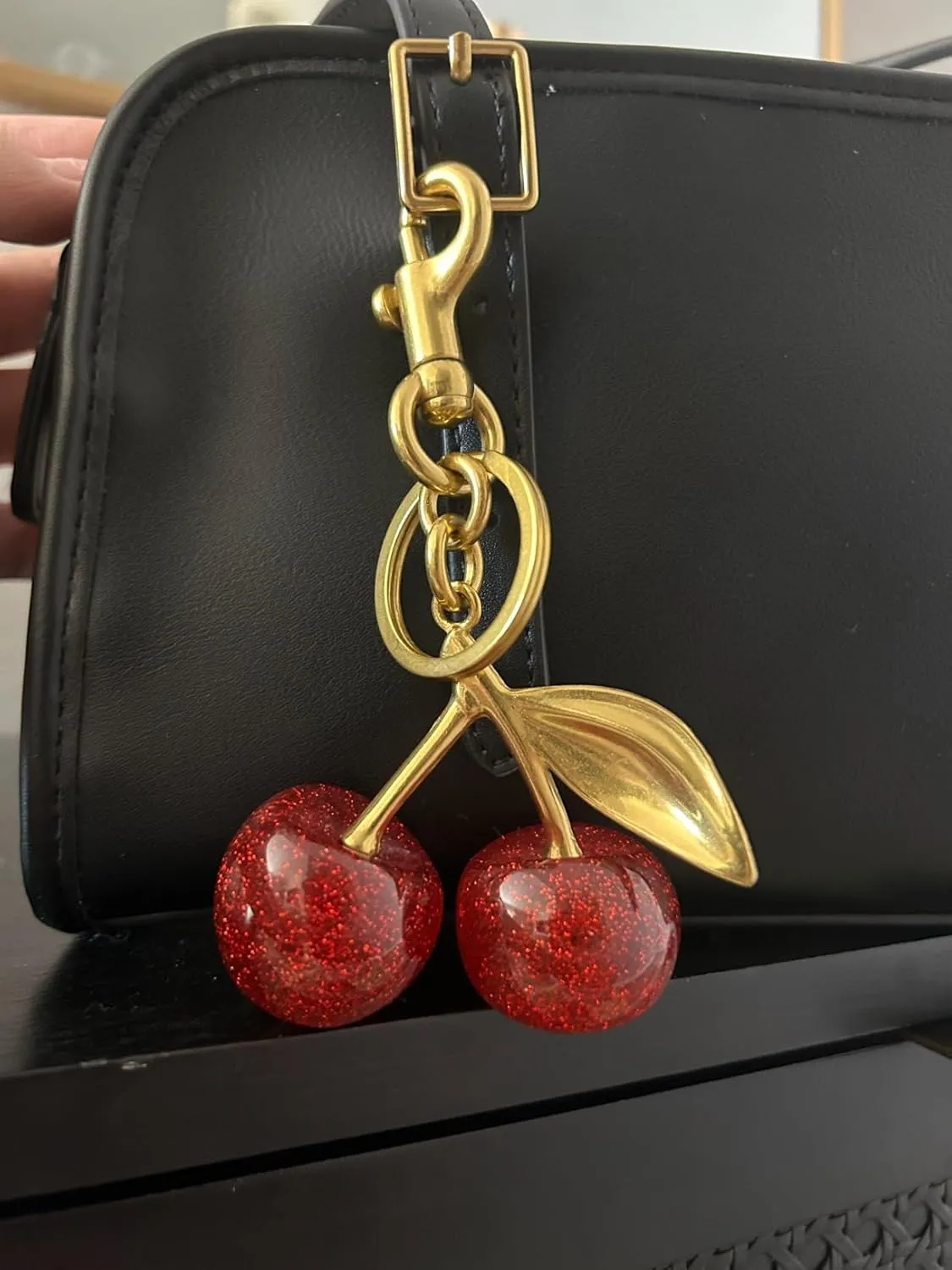 SONGCHANGJEWELRY Cherry Bag Charm Keychain - Gold Plated Cherry Accessory - Quality Purse Keys Charm Gifts for Women