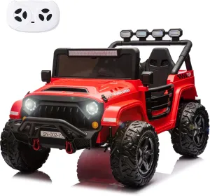 Sopbost 2 Seater 24V Ride On Truck 4WD Off-Road Buggy Kids UTV Ride On Toys with Remote Control Electric Vehicle with EVA Tires Wheels, LED Headlights, Toolbox, Red