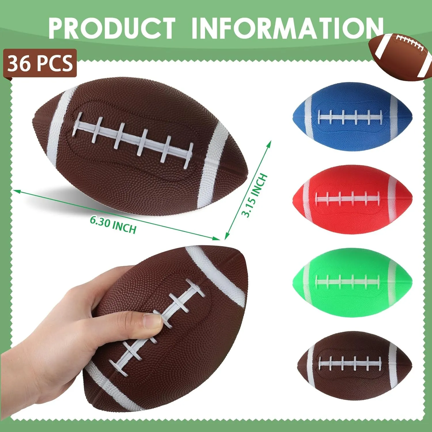 Sosation 20 Pcs Mini Inflatable Football Mini Rugby Playground Small Inflatable Football Toys for Outdoor and Indoor Games Gifts Party Favors