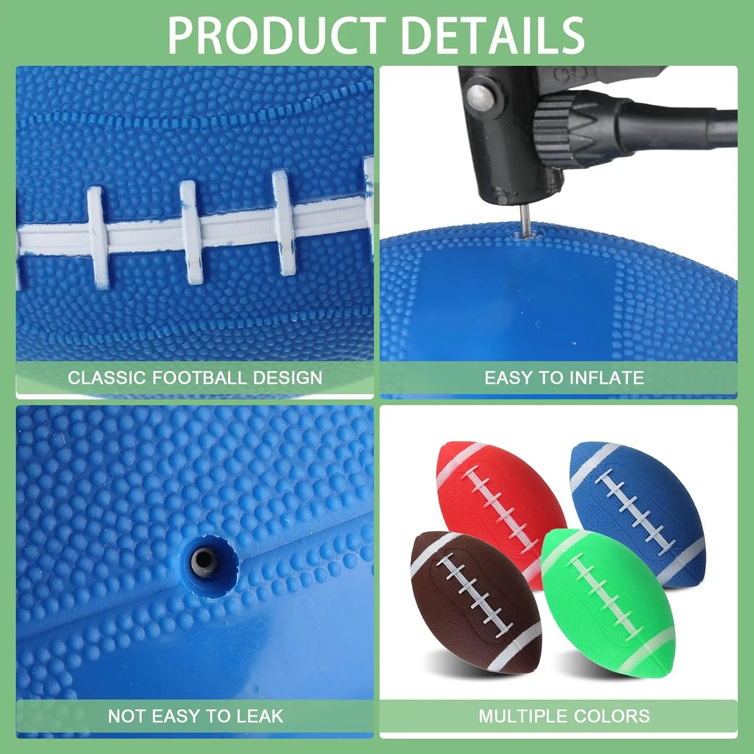 Sosation 20 Pcs Mini Inflatable Football Mini Rugby Playground Small Inflatable Football Toys for Outdoor and Indoor Games Gifts Party Favors
