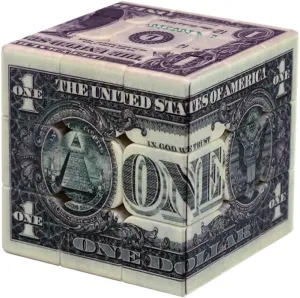 Speed Cube 3x3 One-Dollar Notes/Bill Back Pattern Magic Cube Puzzle,IQ Games Puzzles Relief Effect Kids Adult Toys,5.6cm/2.2"