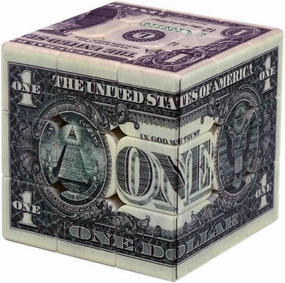 Speed Cube 3x3 One-Dollar Notes/Bill Back Pattern Magic Cube Puzzle,IQ Games Puzzles Relief Effect Kids Adult Toys,5.6cm/2.2"