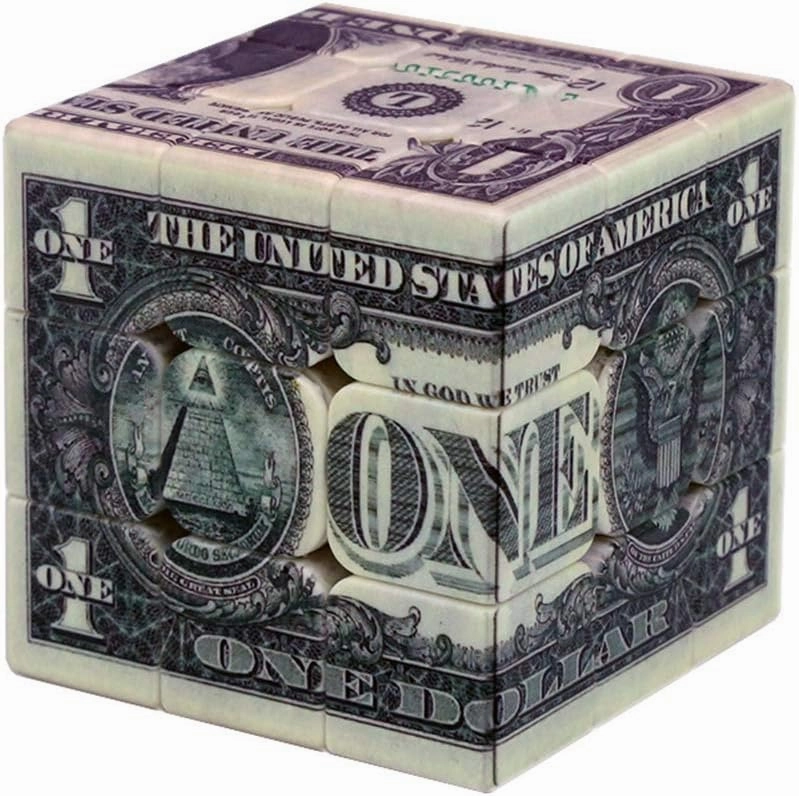 Speed Cube 3x3 One-Dollar Notes/Bill Back Pattern Magic Cube Puzzle,IQ Games Puzzles Relief Effect Kids Adult Toys,5.6cm/2.2"