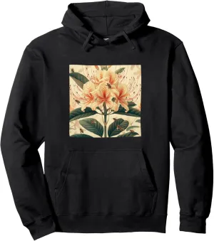 Spider Lily Flower Blooming With Bees Around Graphic Pullover Hoodie