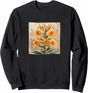Spider Lily Flower Blooming With Bees Around Graphic Sweatshirt