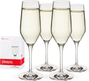 Spiegelau Style Champagne Wine Glasses Set of 4 - European-Made Crystal, Classic Stemmed, Dishwasher Safe, Professional Quality Wine Glass Gift Set - 8.5 oz