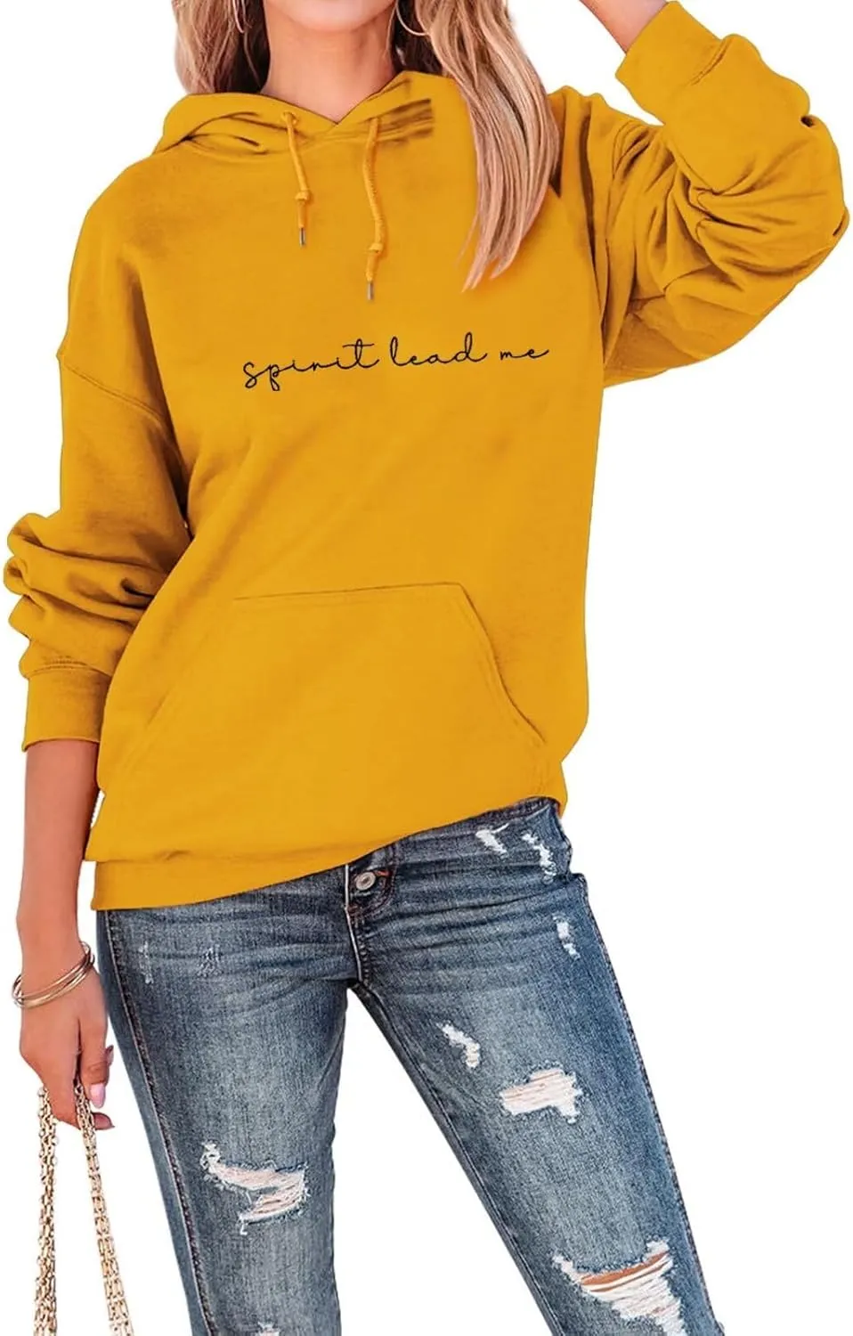 Spirit Lead Me Hoodie Top Women Christian Sweatshirt with Hood Casual Drawstring Pullover Religious Hoody Shirt