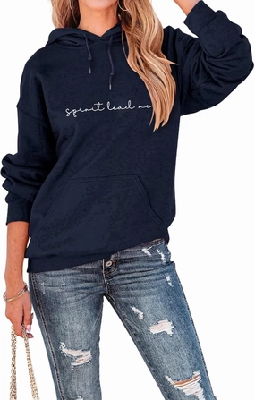 Spirit Lead Me Hoodie Top Women Christian Sweatshirt with Hood Casual Drawstring Pullover Religious Hoody Shirt