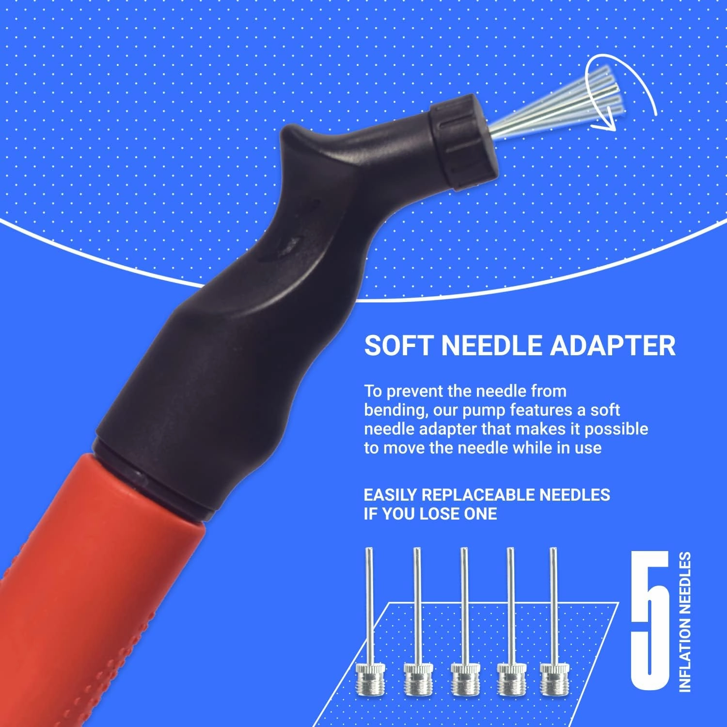 SPORTBIT Ball Pump for Sports Balls - Push & Pull Inflating System - Hand Pump for All Exercise Balls