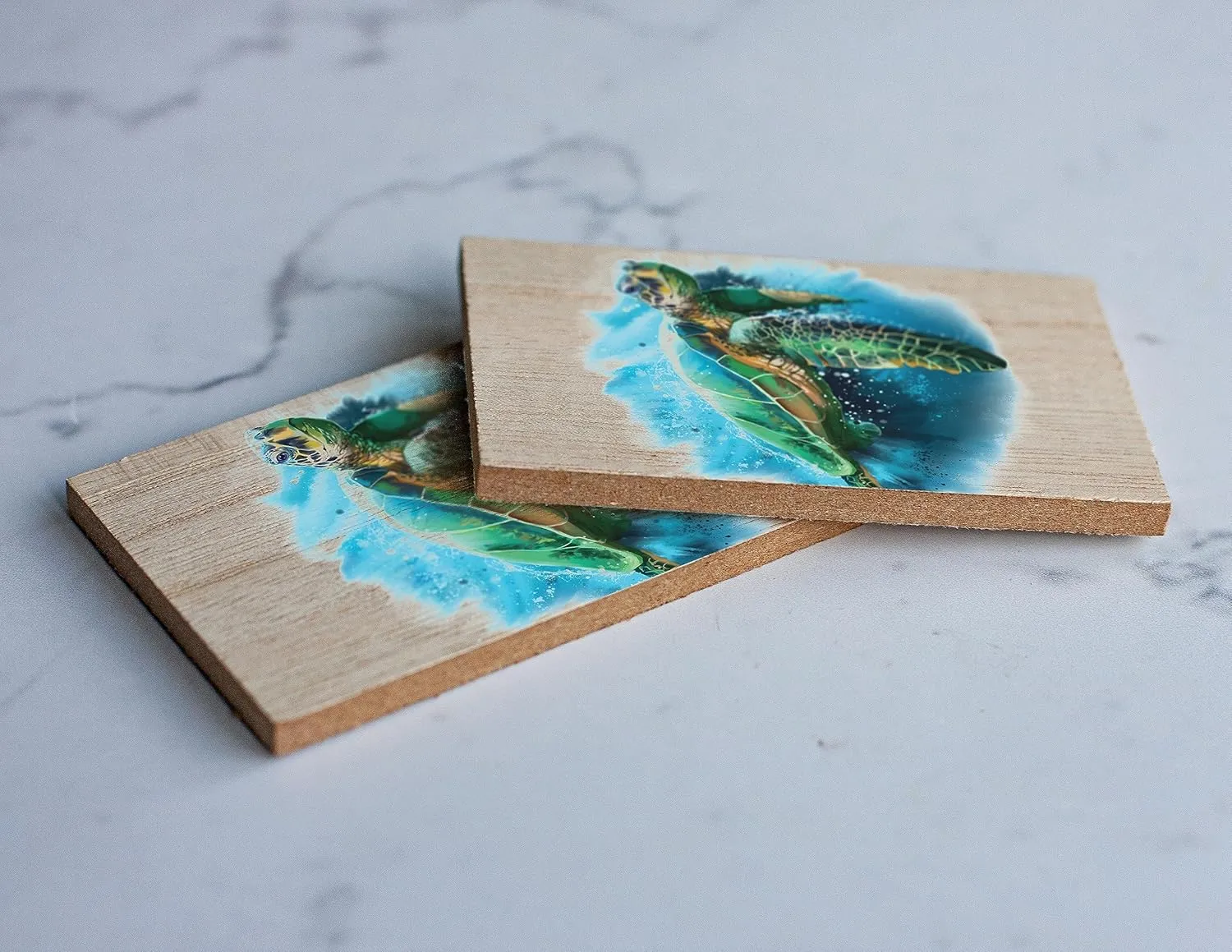 Springmaid Pier South Carolina Beach Souvenir 2" x 3" Wooden Fridge Magnet Turtle Design 4 Pack