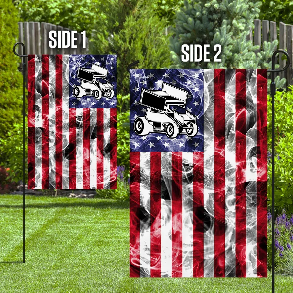 Sprint Car Racing American U.S. Flag