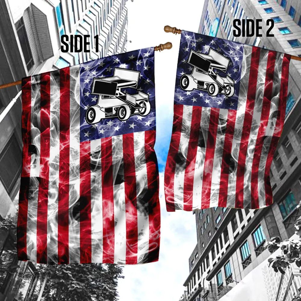 Sprint Car Racing American U.S. Flag