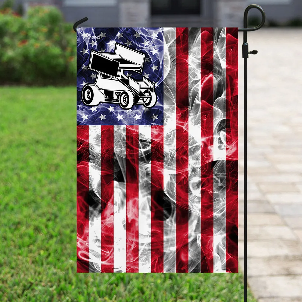 Sprint Car Racing American U.S. Flag