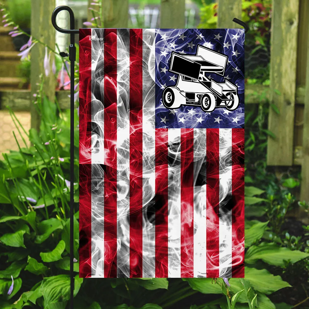 Sprint Car Racing American U.S. Flag