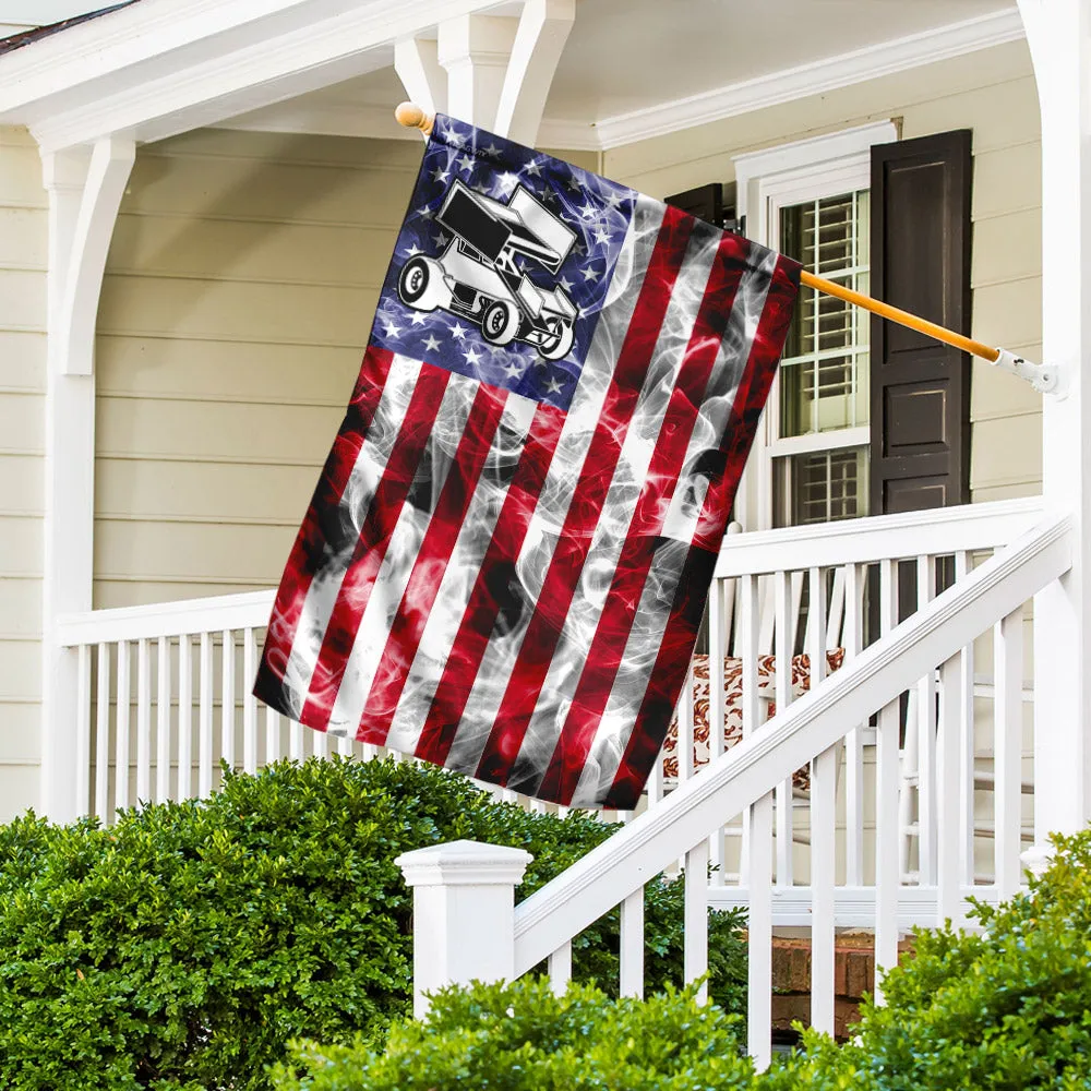 Sprint Car Racing American U.S. Flag