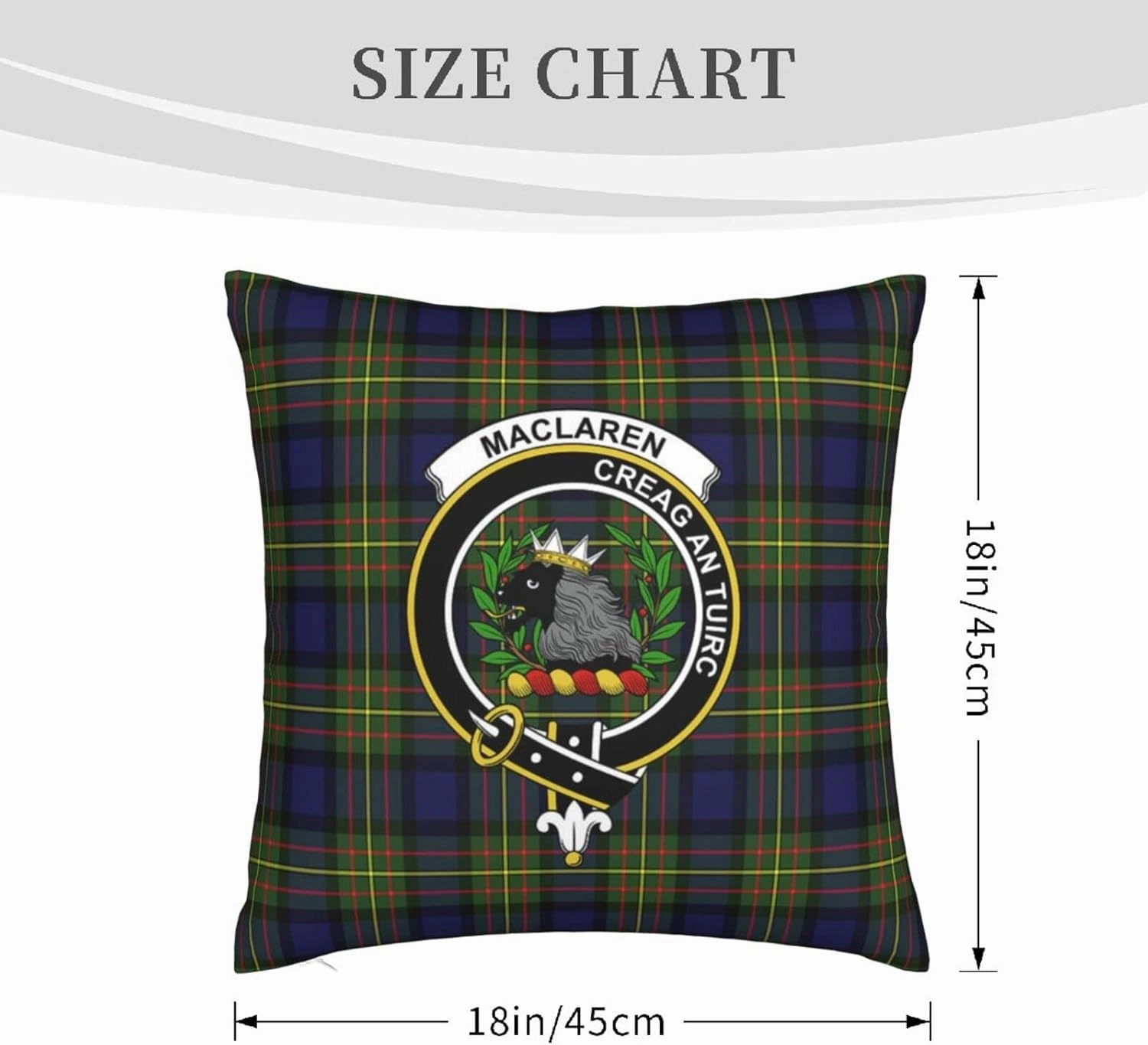 Square Throw Pillow Covers Maclaren Modern Tartan Clan Badge Cushion Case for Sofa Bedroom Car Decorative 18x18 Inch