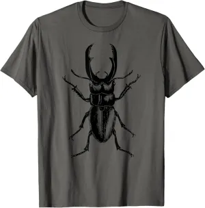 Stag Beetle T-Shirt Black Drawing Stag Beetle Tee Shirt T-Shirt