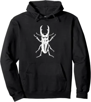 Stag Beetle T-Shirt White Drawing Stag Beetle Tee Shirt Pullover Hoodie