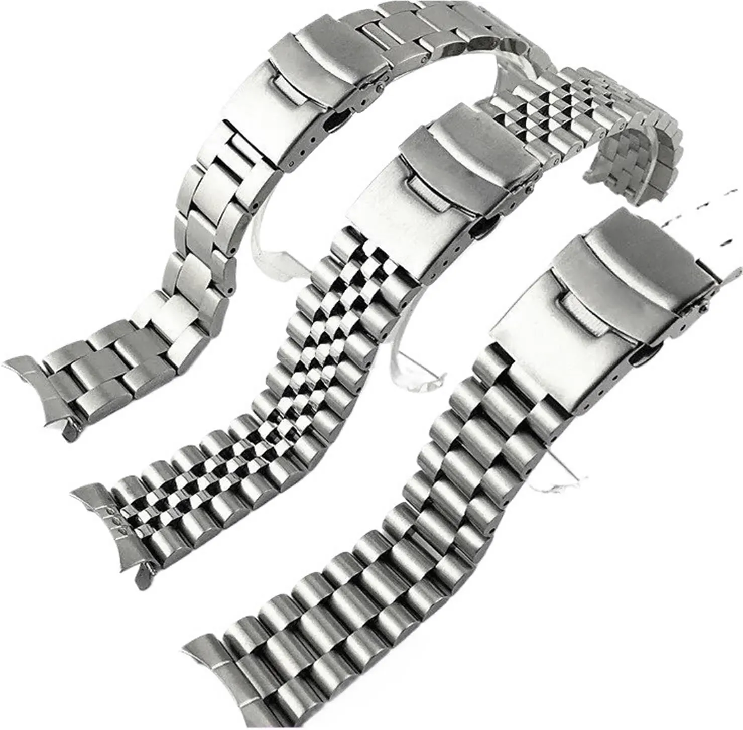 Stainless Steel Band 20mm 22mm Men's Sports Strap Curved End Man Women Quick Release Adjustable