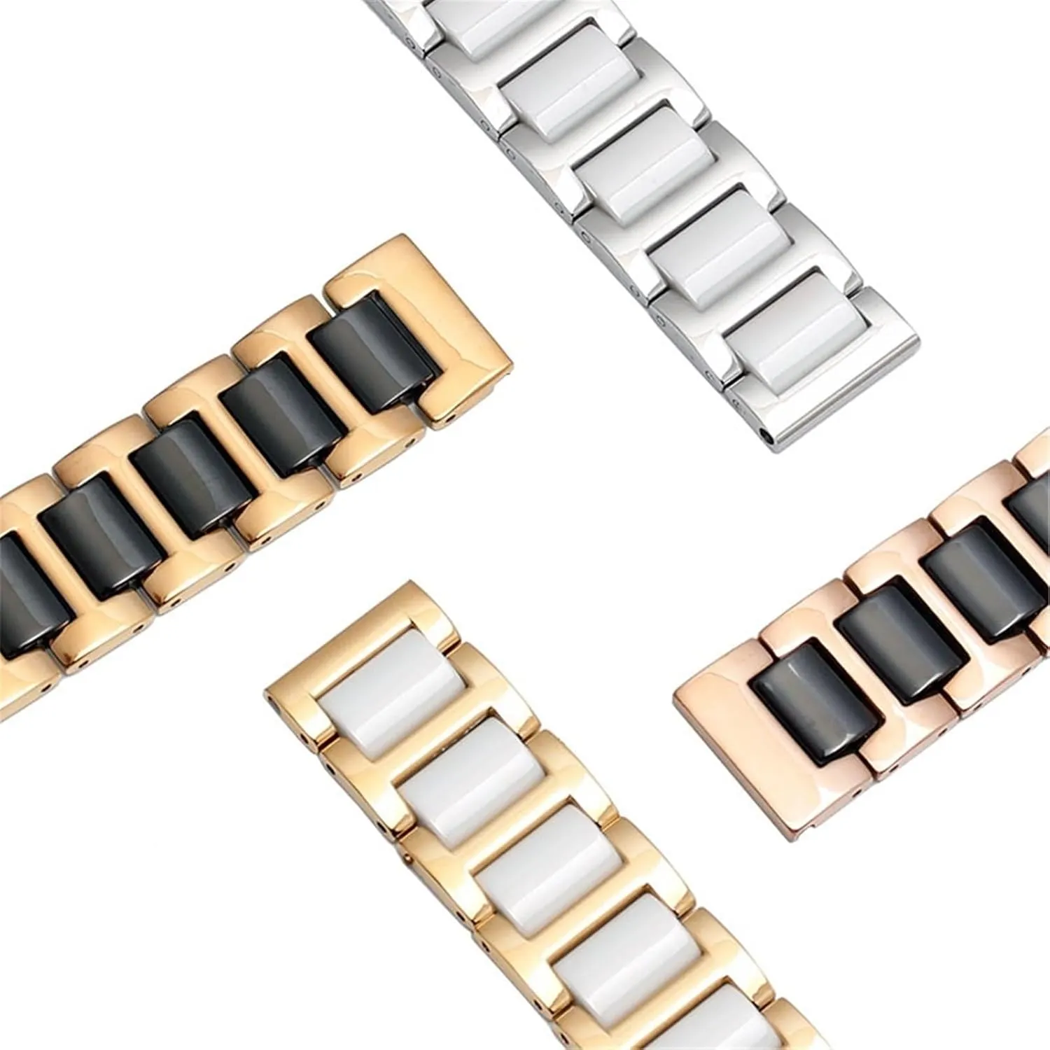 Stainless Steel Ceramic Watch Strap 18mm 20mm Replacement Wristband for Men Women Universal Fashion Quick Release Bracelet